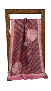 Pure Organza Digital Print with Chikankari Handloom Banarasi Saree - The Handlooms