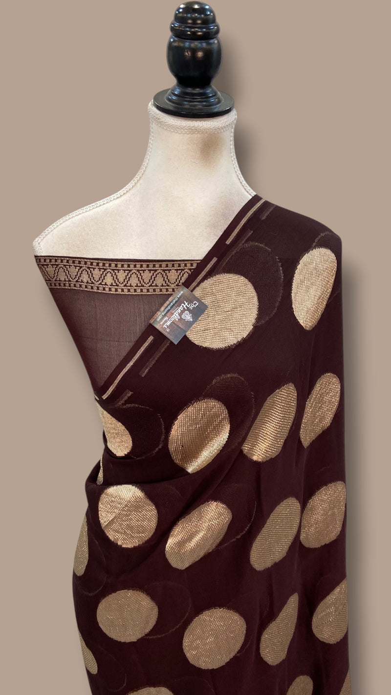Pure Khaddi Georgette Handloom Banarasi Saree - Water Zari
