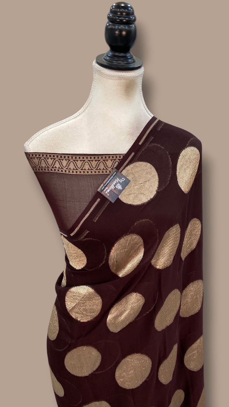 Pure Khaddi Georgette Handloom Banarasi Saree - Water Zari