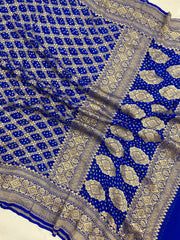 Pure Georgette Banarasi Bandhej Handloom Dupatta - The Handlooms