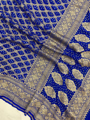 Pure Georgette Banarasi Bandhej Handloom Dupatta - The Handlooms