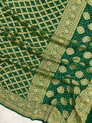 Pure Georgette Banarasi Bandhej Handloom Dupatta - The Handlooms