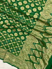 Pure Georgette Banarasi Bandhej Handloom Dupatta - The Handlooms
