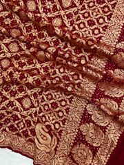 Pure Georgette Banarasi Bandhej Handloom Dupatta - The Handlooms