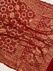 Pure Georgette Banarasi Bandhej Handloom Dupatta - The Handlooms