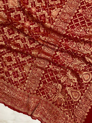 Pure Georgette Banarasi Bandhej Handloom Dupatta - The Handlooms