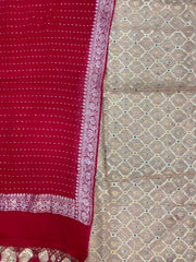 Chanderi Cotton Banarasi Dress material - Georgette Dupatta - The Handlooms