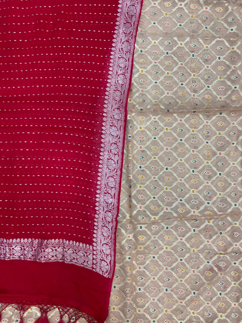 Chanderi Cotton Banarasi Dress material - Georgette Dupatta - The Handlooms