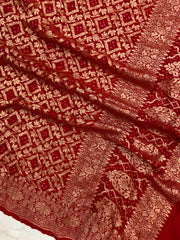 Pure Georgette Banarasi Bandhej Handloom Dupatta - The Handlooms