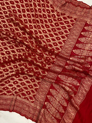 Pure Georgette Banarasi Bandhej Handloom Dupatta - The Handlooms