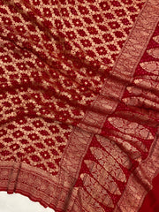 Pure Georgette Banarasi Bandhej Handloom Dupatta - The Handlooms