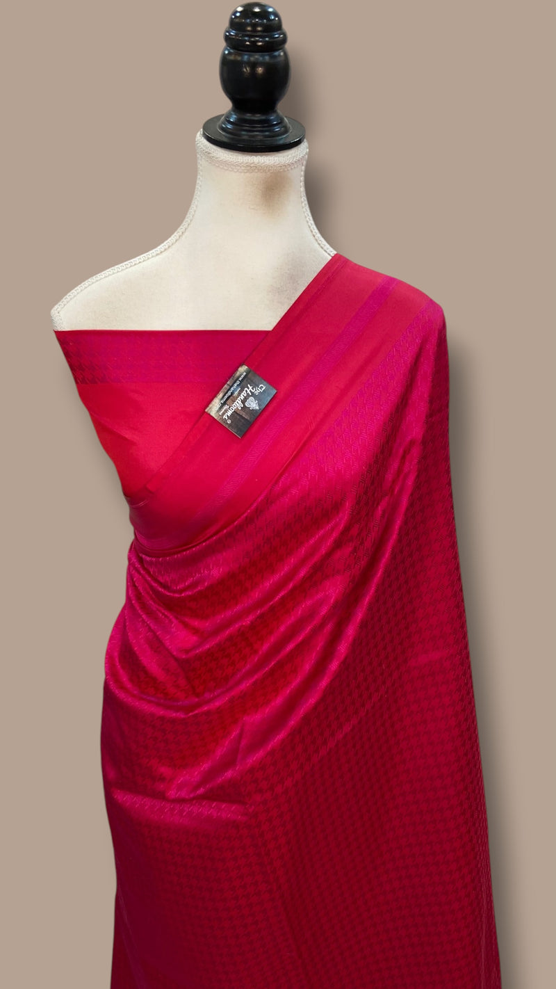 Pure Satin Silk Banarasi Handloom Saree - Handwoven Tanchui Brocade