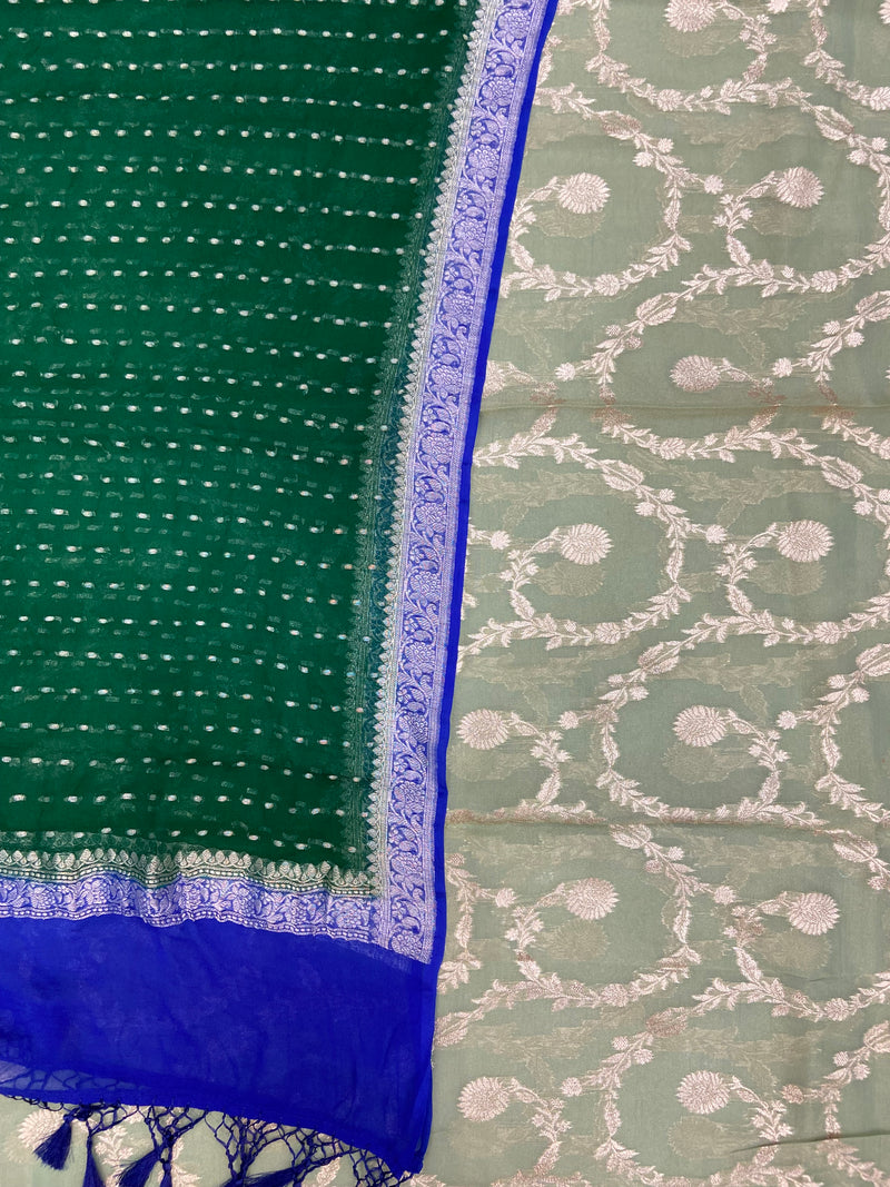 Chanderi Cotton Banarasi Dress material - Georgette Dupatta - The Handlooms