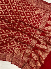 Pure Georgette Banarasi Bandhej Handloom Dupatta - The Handlooms