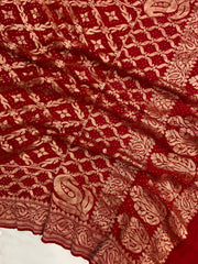 Pure Georgette Banarasi Bandhej Handloom Dupatta - The Handlooms