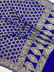 Pure Georgette Banarasi Bandhej Handloom Dupatta - The Handlooms
