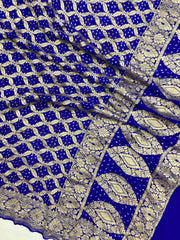 Pure Georgette Banarasi Bandhej Handloom Dupatta - The Handlooms