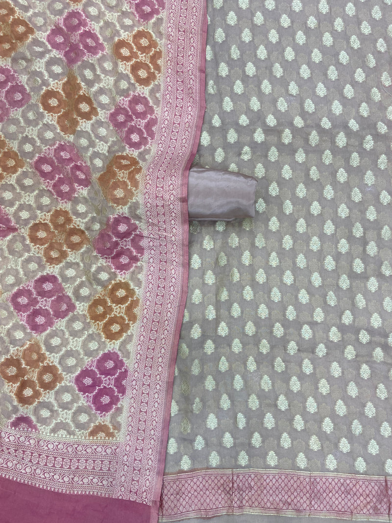 Tissue Khaddi Georgette Banarasi Dress material - The Handlooms