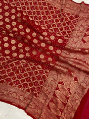 Pure Georgette Banarasi Bandhej Handloom Dupatta - The Handlooms