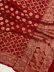 Pure Georgette Banarasi Bandhej Handloom Dupatta - The Handlooms