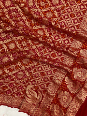 Pure Georgette Banarasi Bandhej Handloom Dupatta - The Handlooms