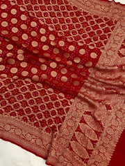 Pure Georgette Banarasi Bandhej Handloom Dupatta - The Handlooms