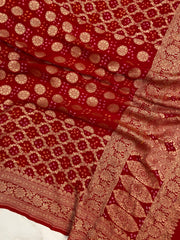 Pure Georgette Banarasi Bandhej Handloom Dupatta - The Handlooms