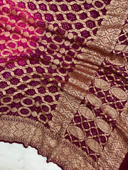 Pure Georgette Banarasi Bandhej Handloom Dupatta - The Handlooms
