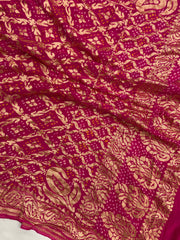 Pure Georgette Banarasi Bandhej Handloom Dupatta - The Handlooms