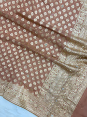 Pure Khaddi Georgette Handloom Dupatta With Zardosi Handwork - The Handlooms