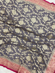 Pure Khaddi Georgette Handloom Dupatta - The Handlooms