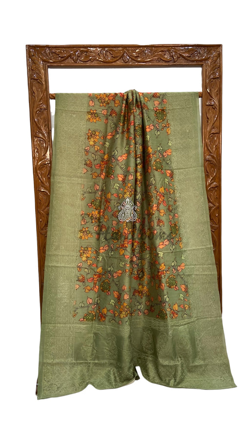 Pure Chiniya Silk Handloom Banarasi Saree With Chikankari - The Handlooms