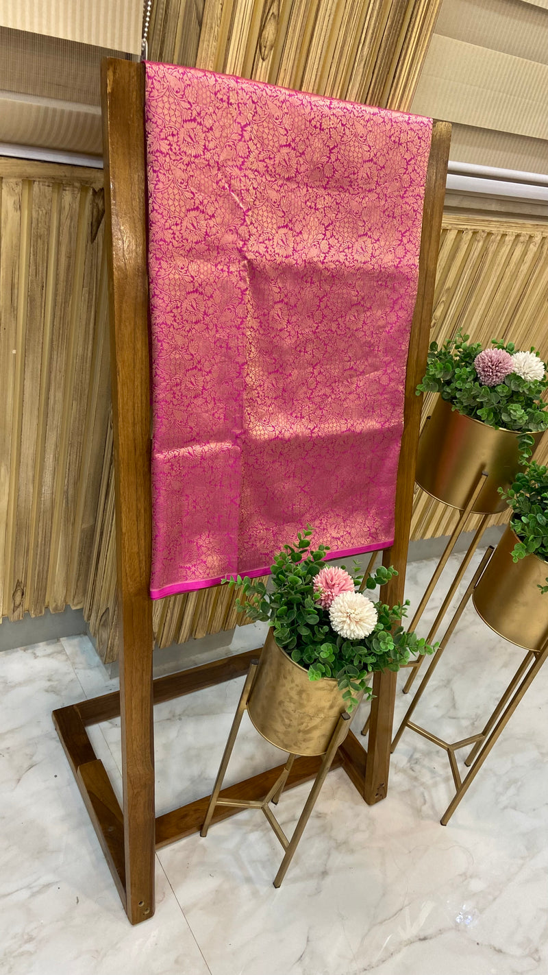 Pure Katan Silk Tanchui Brocade Handloom Banarasi Fabric - The Handlooms