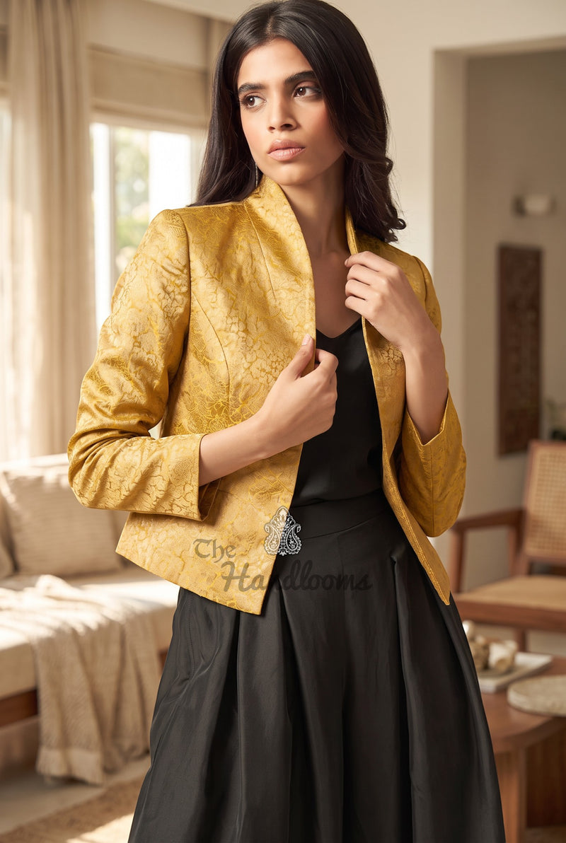 Pure Katan Silk Handwoven Jacket - Tanchui Brocade