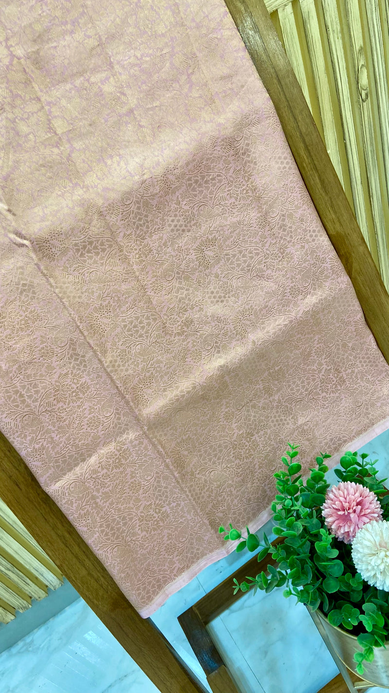 Pure Katan Silk Tanchui Brocade Handloom Banarasi Fabric - The Handlooms