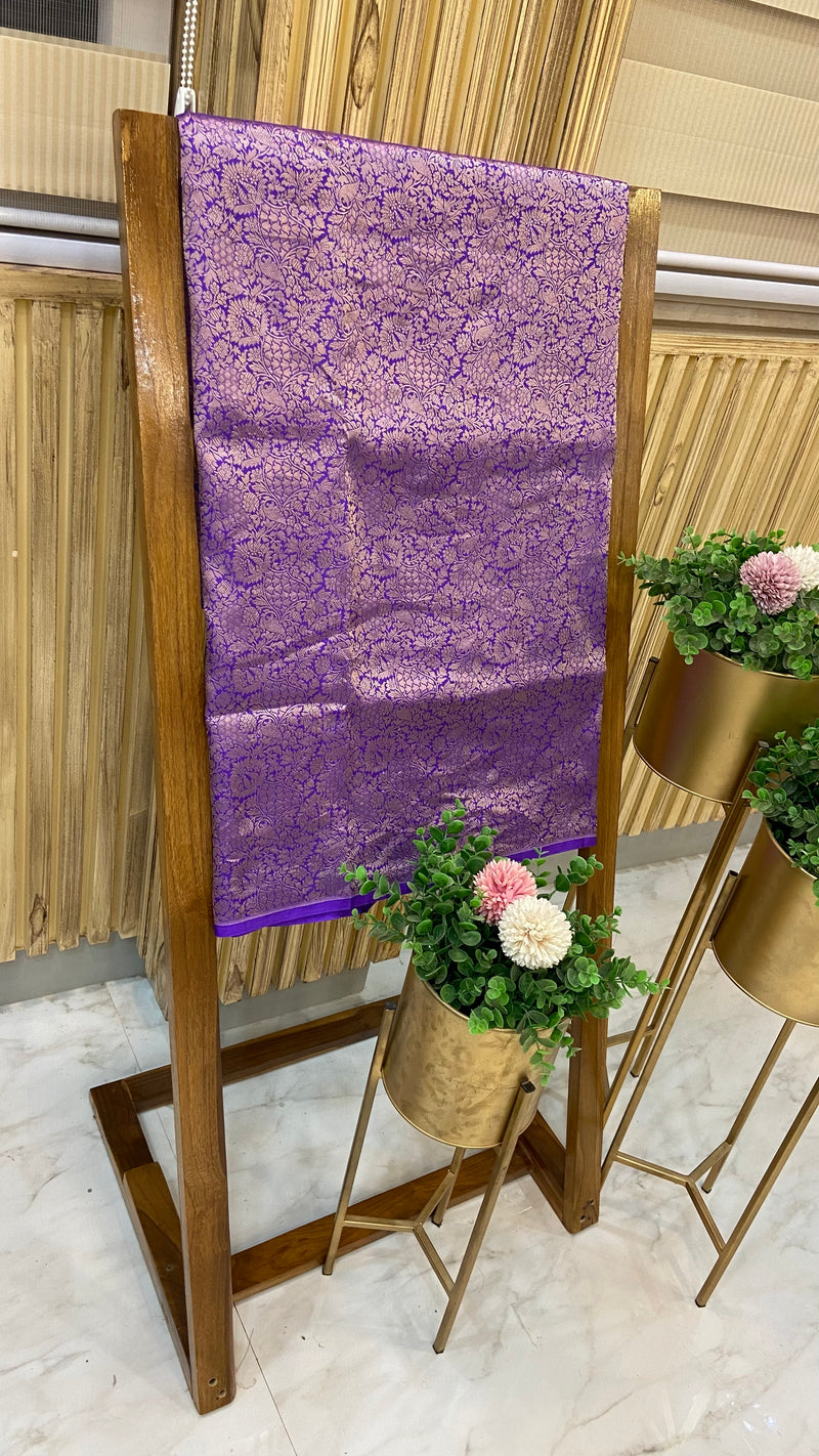 Pure Katan Silk Tanchui Brocade Handloom Banarasi Fabric - The Handlooms