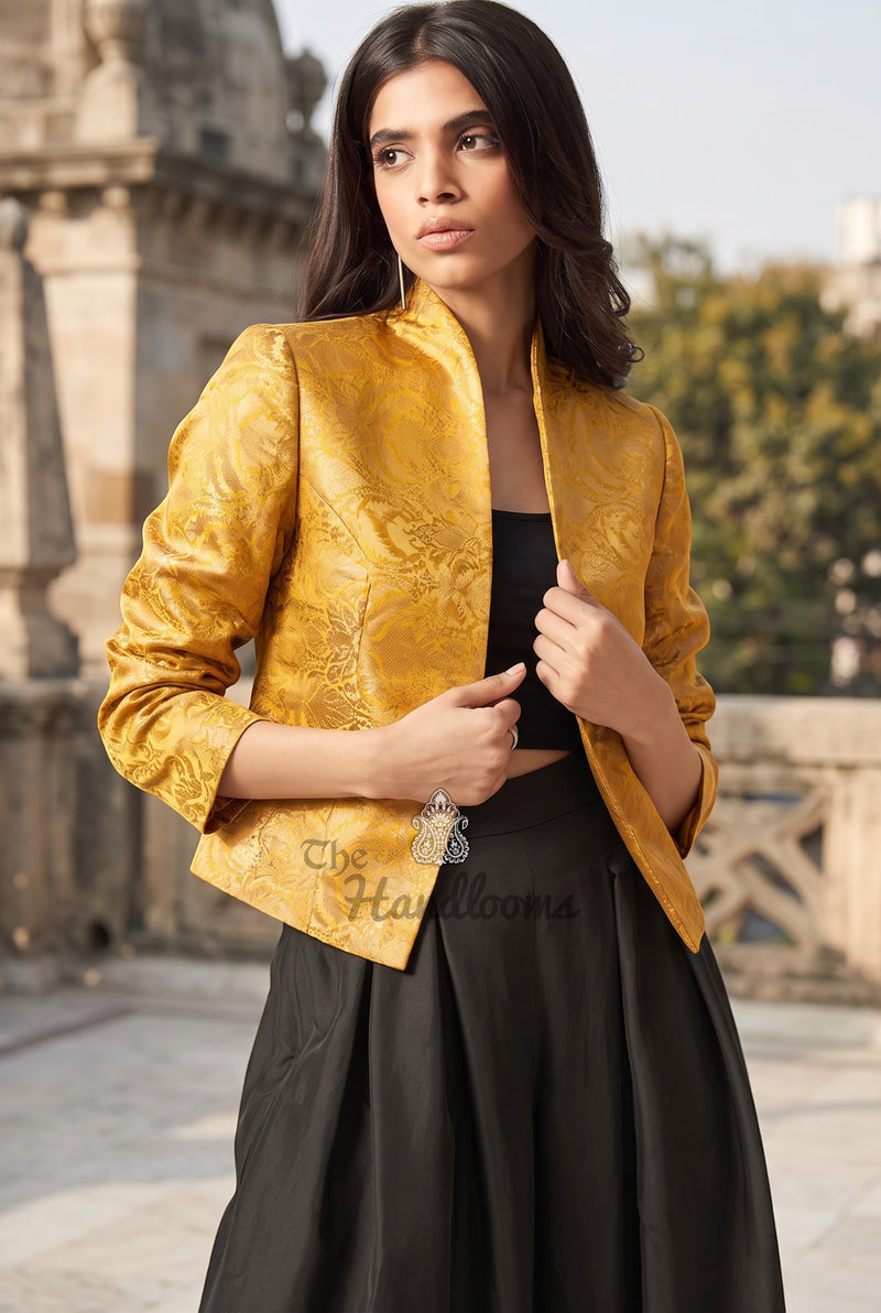 Pure Katan Silk Handwoven Jacket - Tanchui Brocade