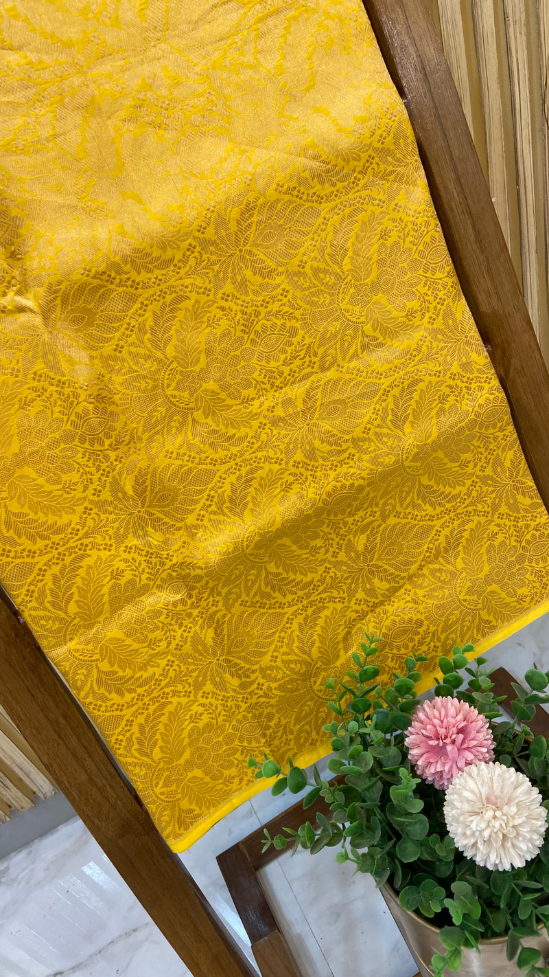 Pure Katan Silk Tanchui Brocade Handloom Banarasi Fabric - The Handlooms