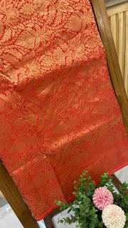 Pure Katan Silk Tanchui Brocade Handloom Banarasi Fabric - The Handlooms