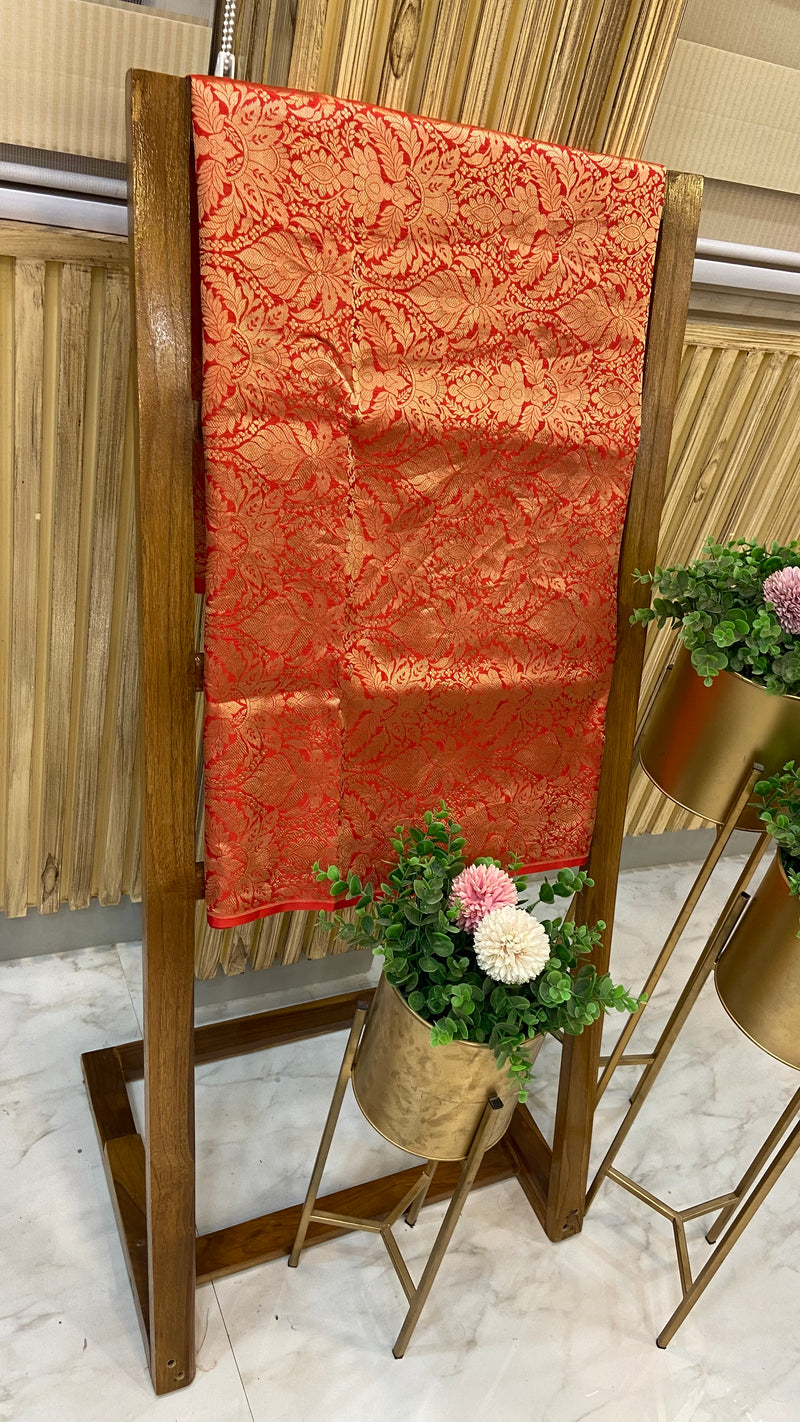 Pure Katan Silk Tanchui Brocade Handloom Banarasi Fabric - The Handlooms