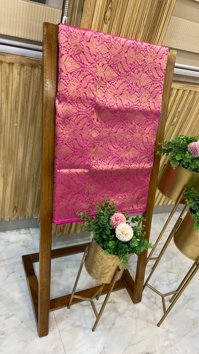 Pure Katan Silk Tanchui Brocade Handloom Banarasi Fabric - The Handlooms