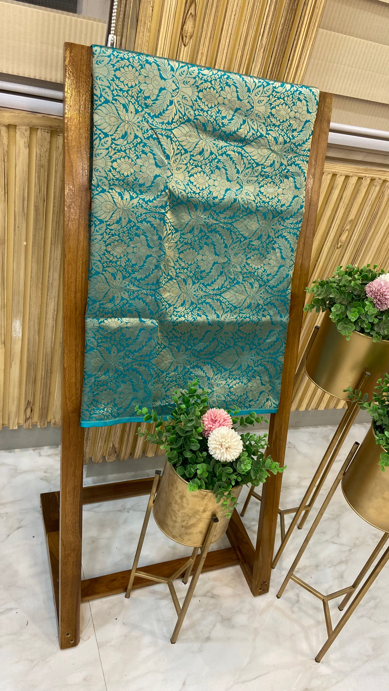 Pure Katan Silk Tanchui Brocade Handloom Banarasi Fabric - The Handlooms