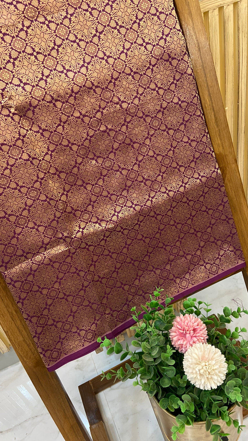 Pure Katan Silk Tanchui Brocade Handloom Banarasi Fabric - The Handlooms