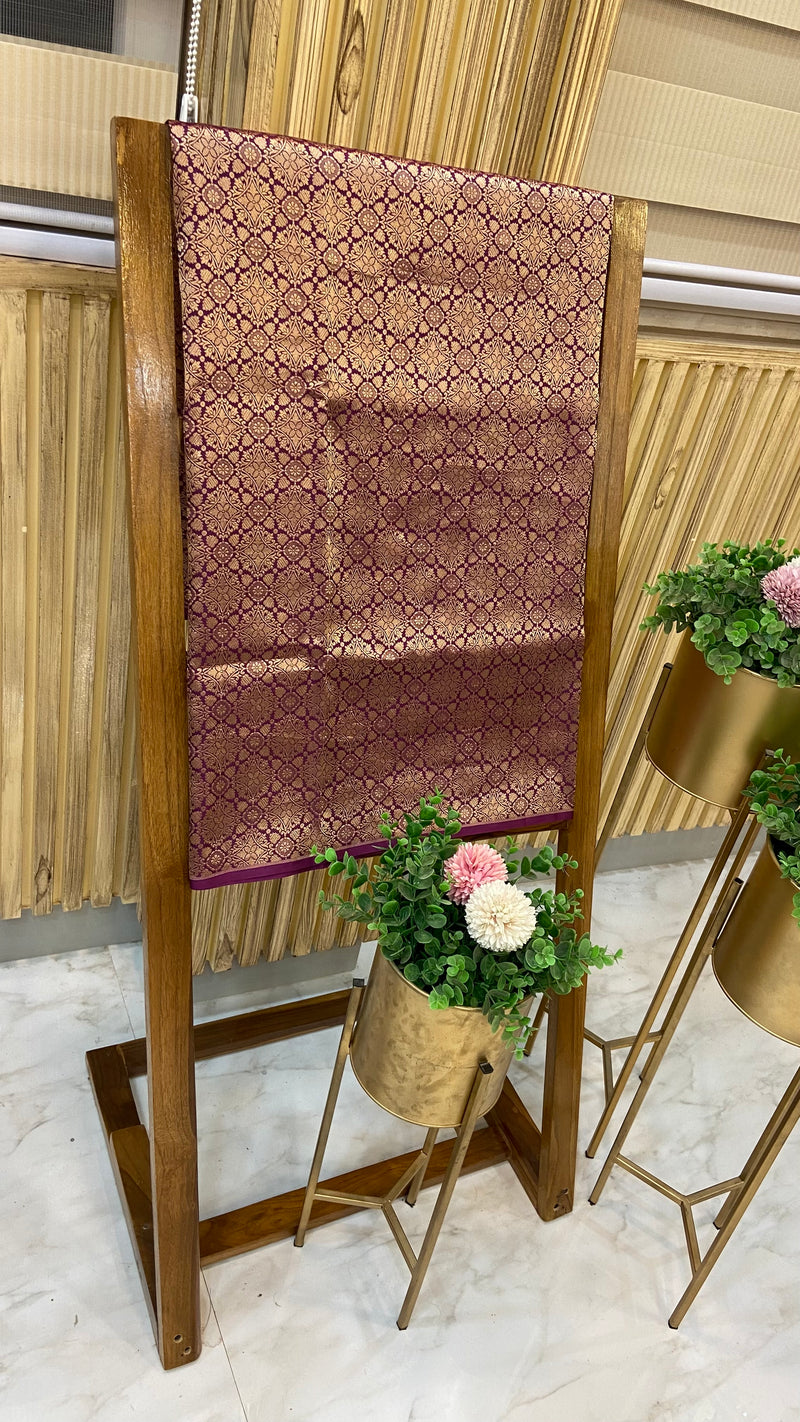 Pure Katan Silk Tanchui Brocade Handloom Banarasi Fabric - The Handlooms