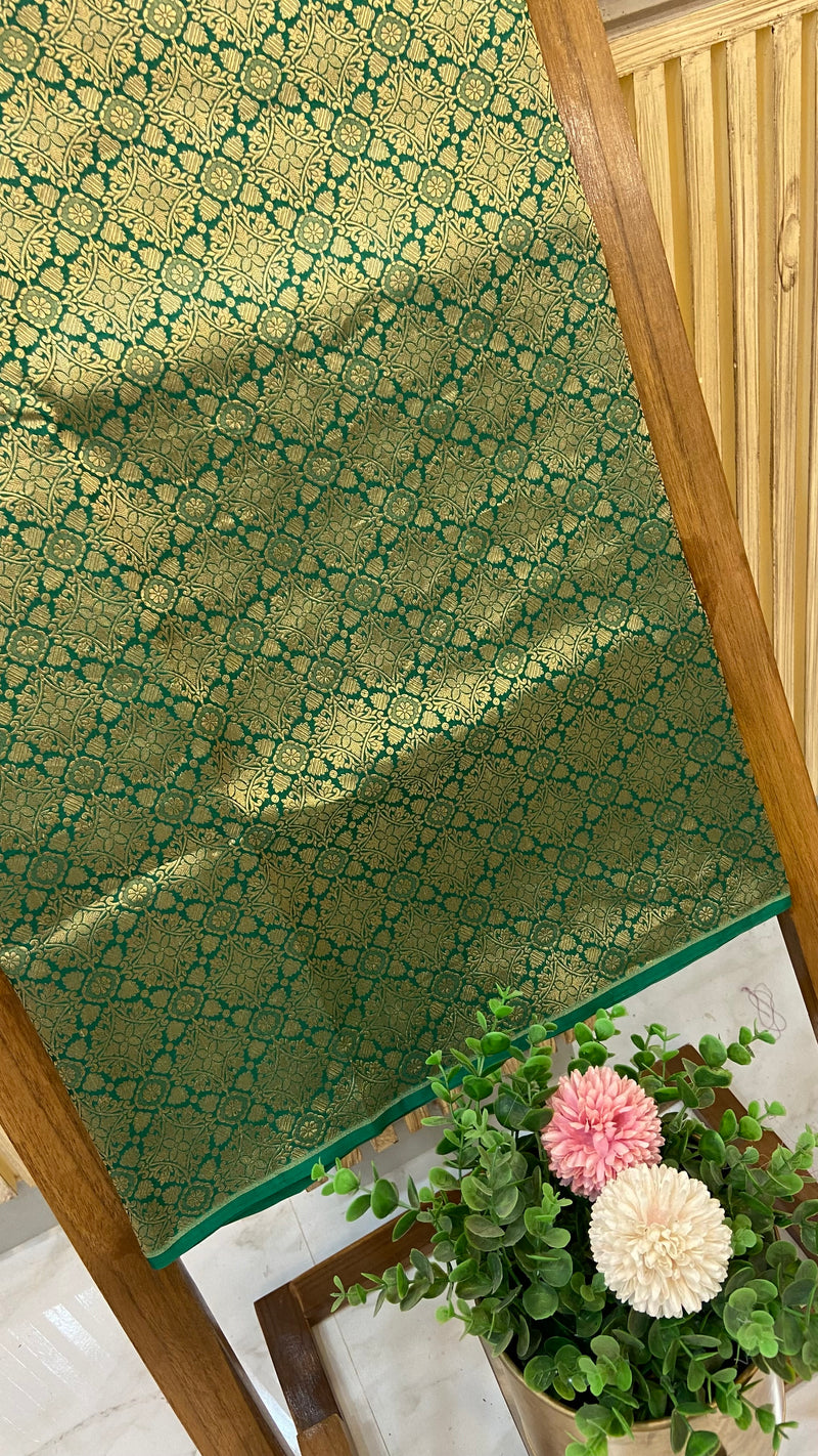 Pure Katan Silk Tanchui Brocade Handloom Banarasi Fabric - The Handlooms