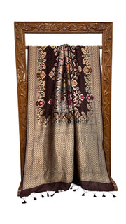 Tilfi Pure Tussar Georgette Handloom Banarasi Saree - Water Zari - The Handlooms