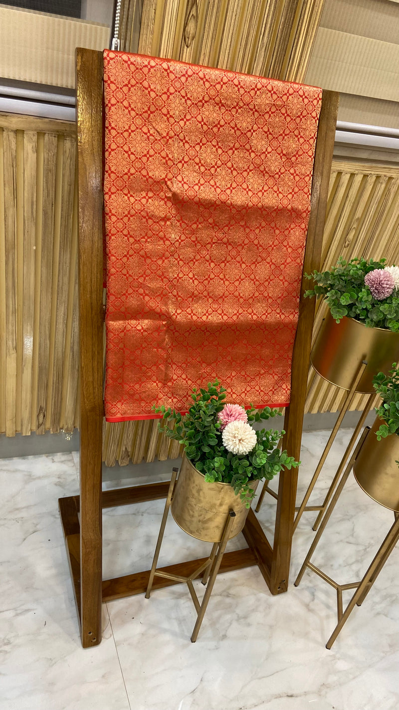 Pure Katan Silk Tanchui Brocade Handloom Banarasi Fabric - The Handlooms