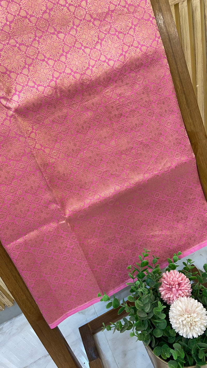 Pure Katan Silk Tanchui Brocade Handloom Banarasi Fabric - The Handlooms