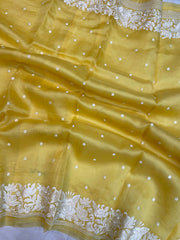 Pure Organza Chikankari Handloom Banarasi Saree - The Handlooms