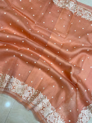 Pure Organza Chikankari Handloom Banarasi Saree - The Handlooms